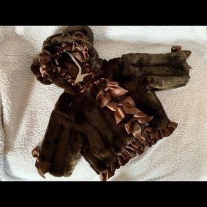 mudpie faux fur brown bear coat